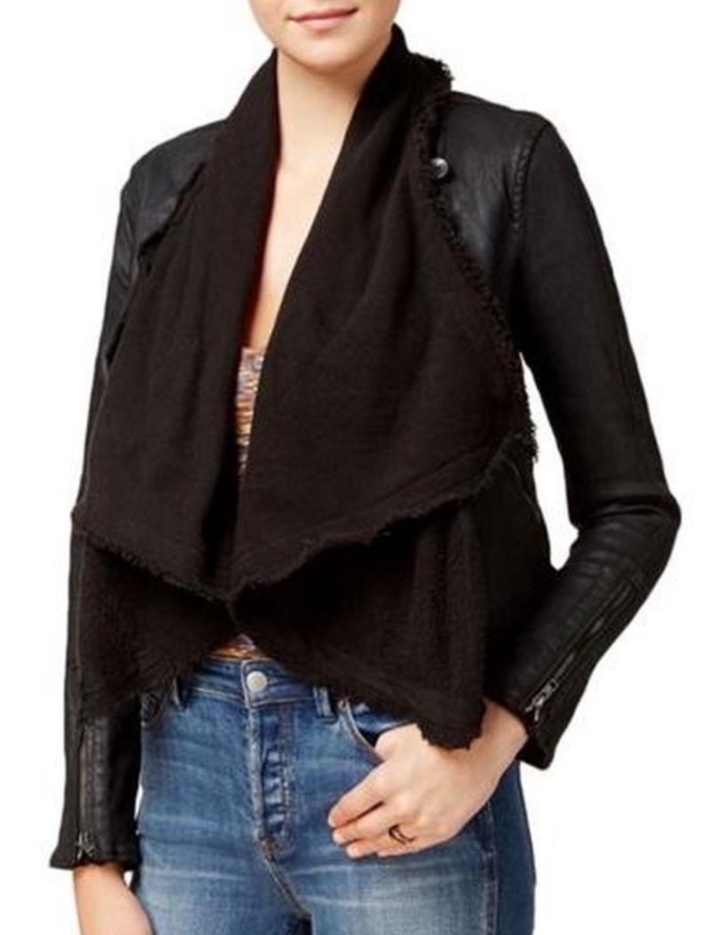 Free People Moto Cardi Denim Jacket size 2